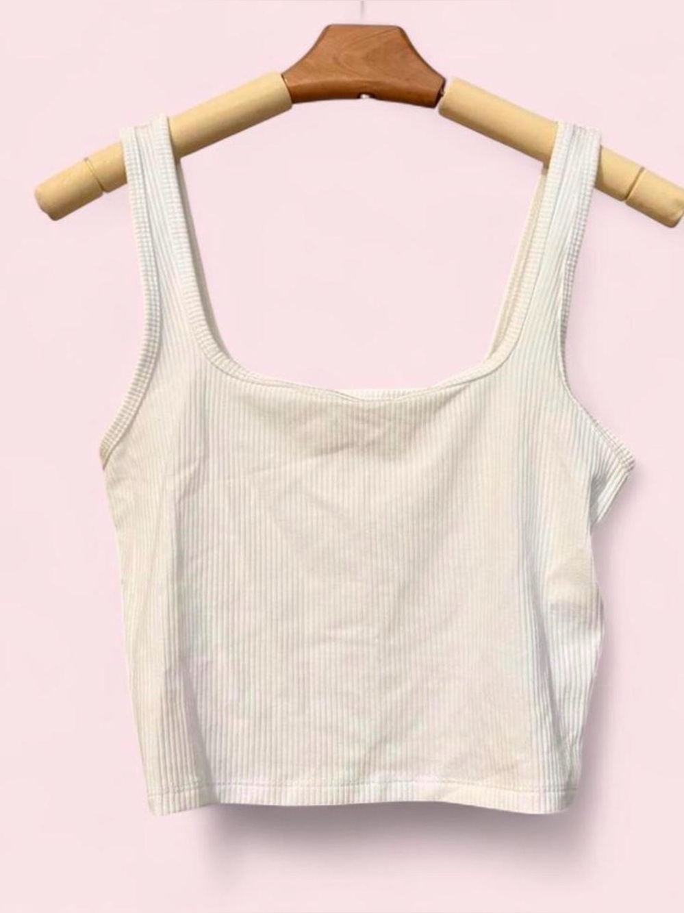 white ribbed crop tank